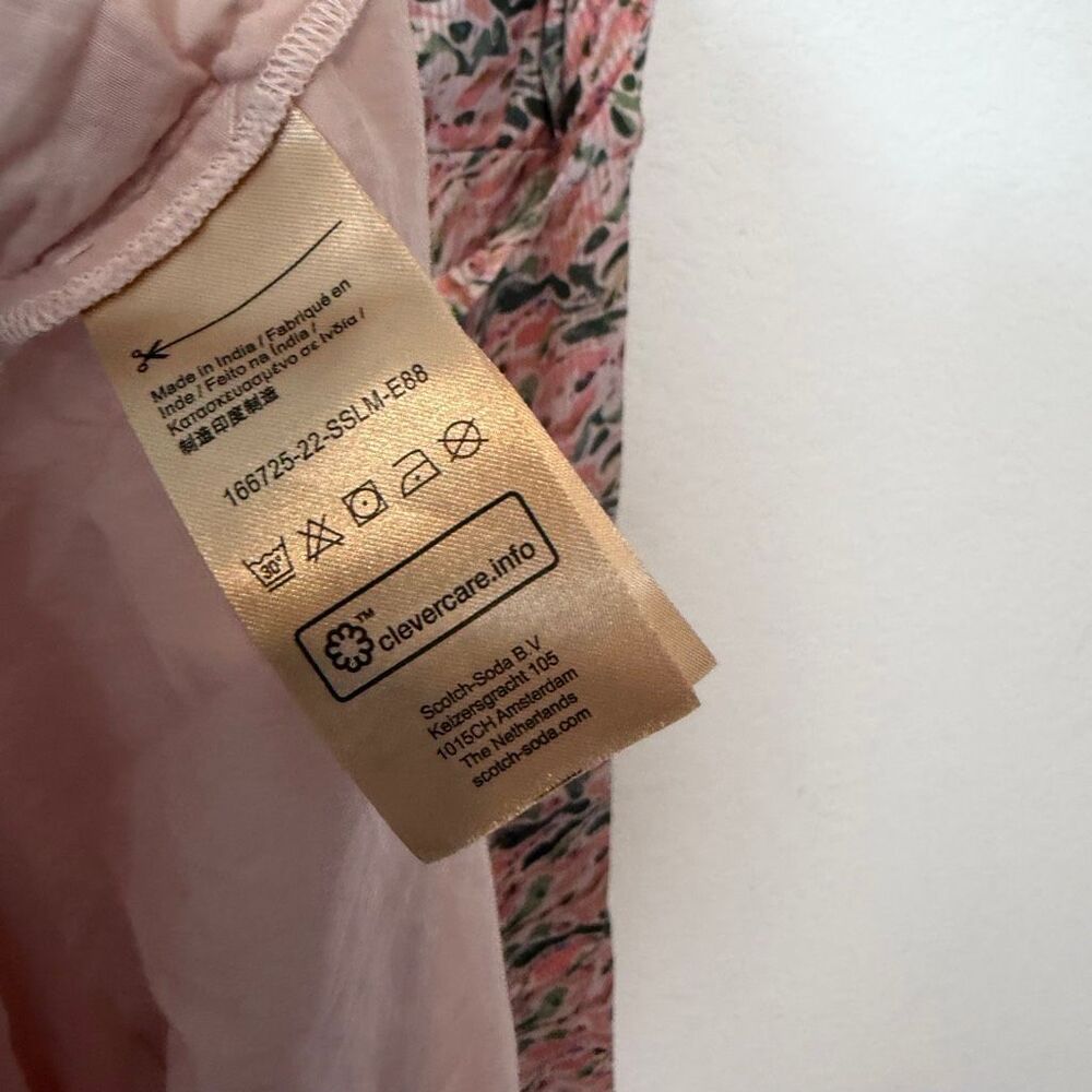 Scotch & Soda Amsterdam Pink Printed Belted Midi Dress Women's Size Large - Picture 7 of 8